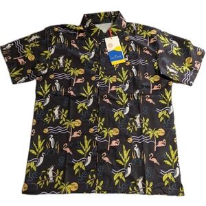 Wild Rye Lucy Party Shirt Womens 4 Deco Birds Tropical Button Up Outdoor NWT